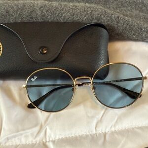 Ray-Ban Gold Frame with Blue Lenses Sunglasses